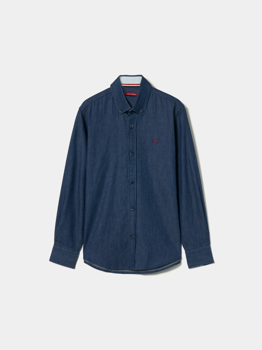 Camisa denim de algodão