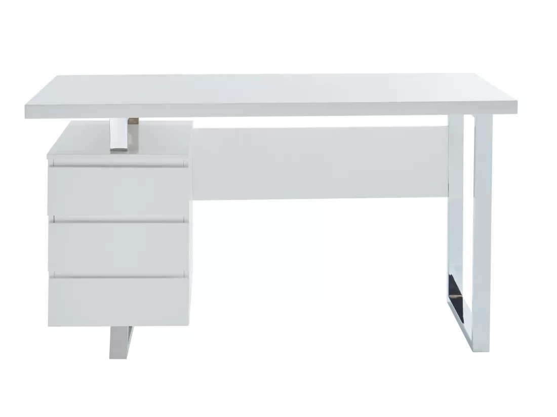 Bureau avec 3 tiroirs - MDF - Blanc laqué - MYLAN II