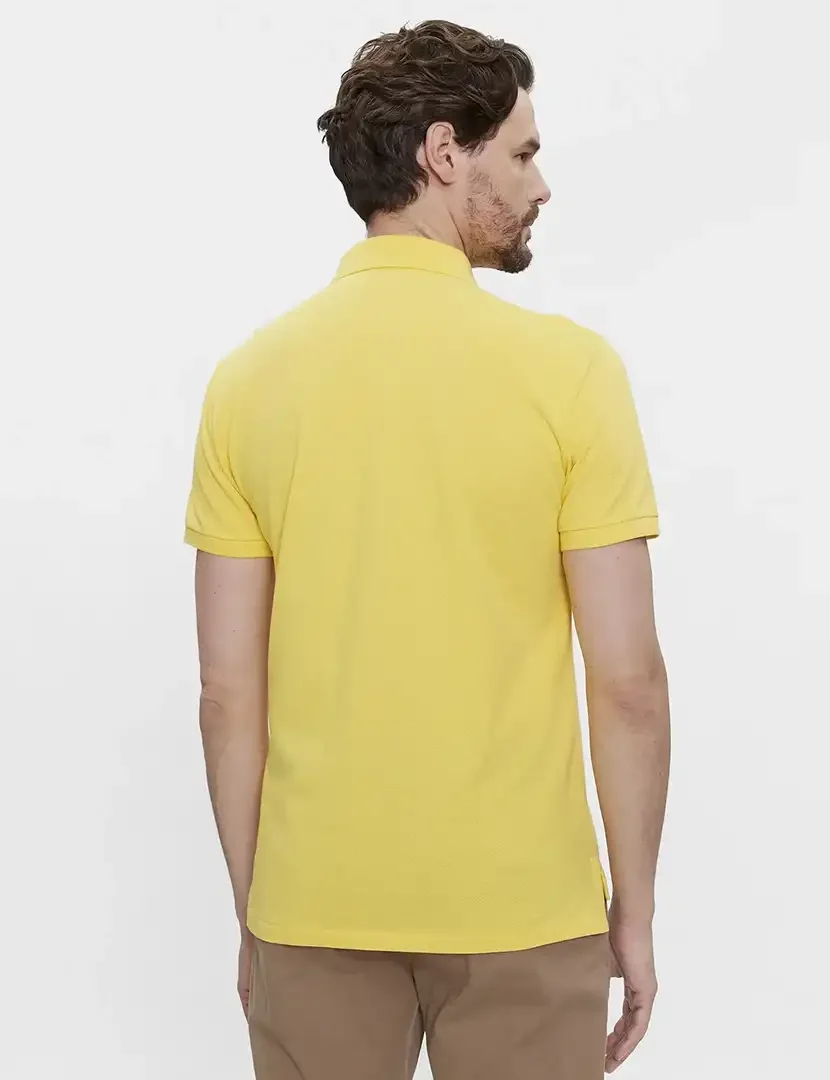 Yellow Slim Fit Polo Blue Logo