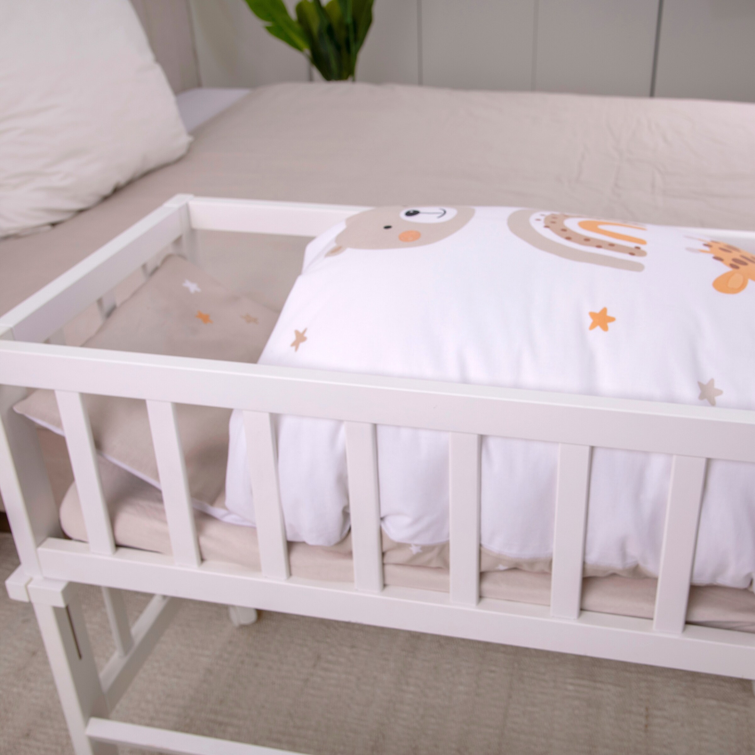 Baby Best Renforcé Wende-Bettwäsche 35x40 / 80x80 cm beige / Little Friends