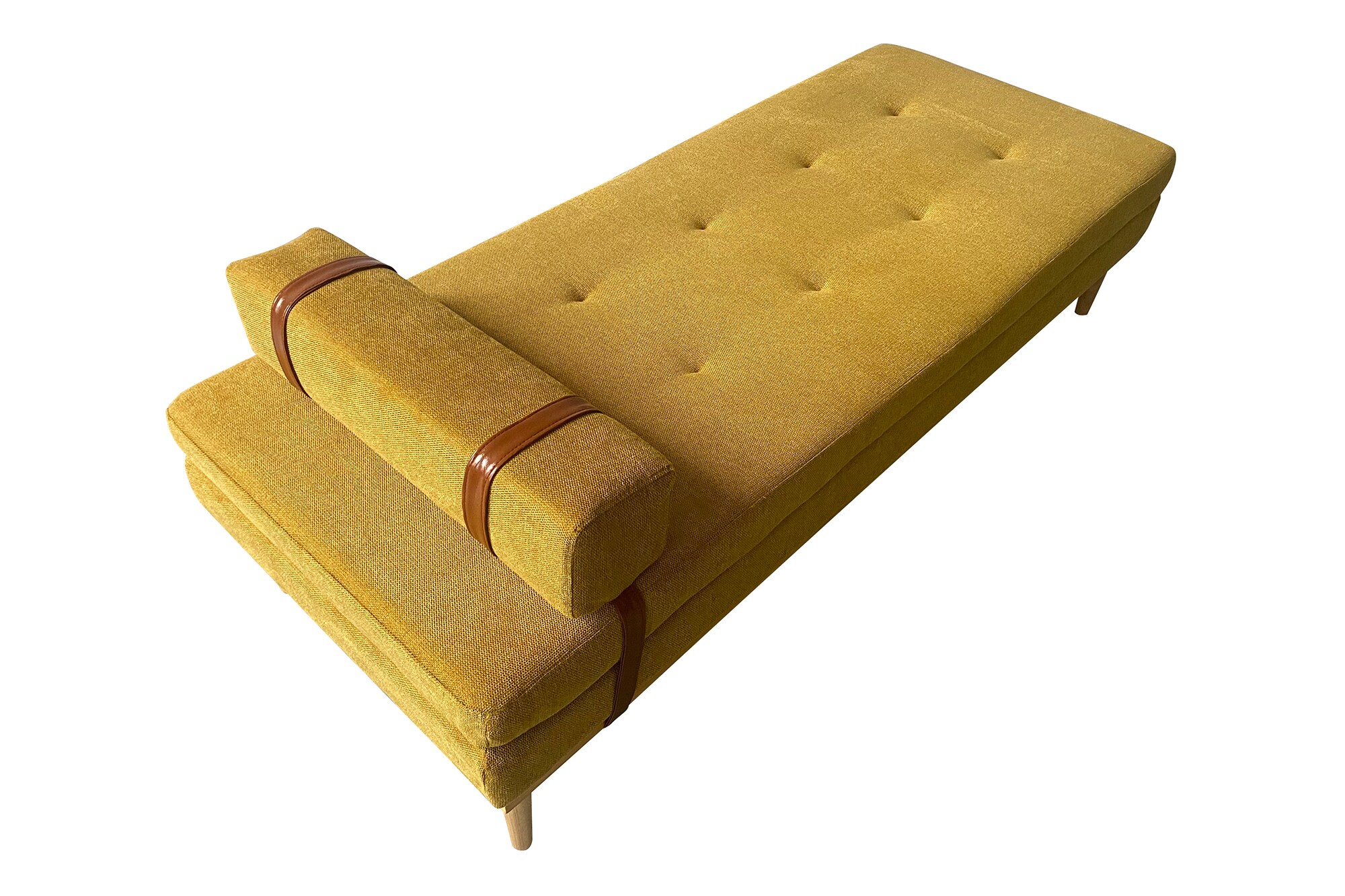 Daybed Strukturstoff gelb Gästebett Tagesbett Bett Relaxliege Lounge