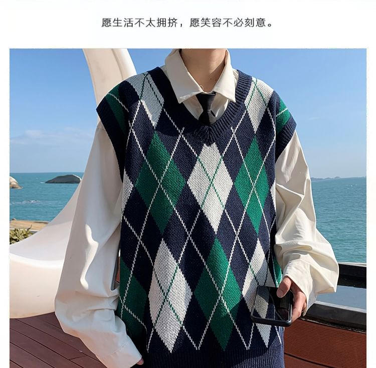 Trimecca - Argyle Print Trui Vest