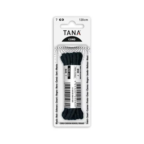 Lacets cordonnet 120 cm noirs TANA