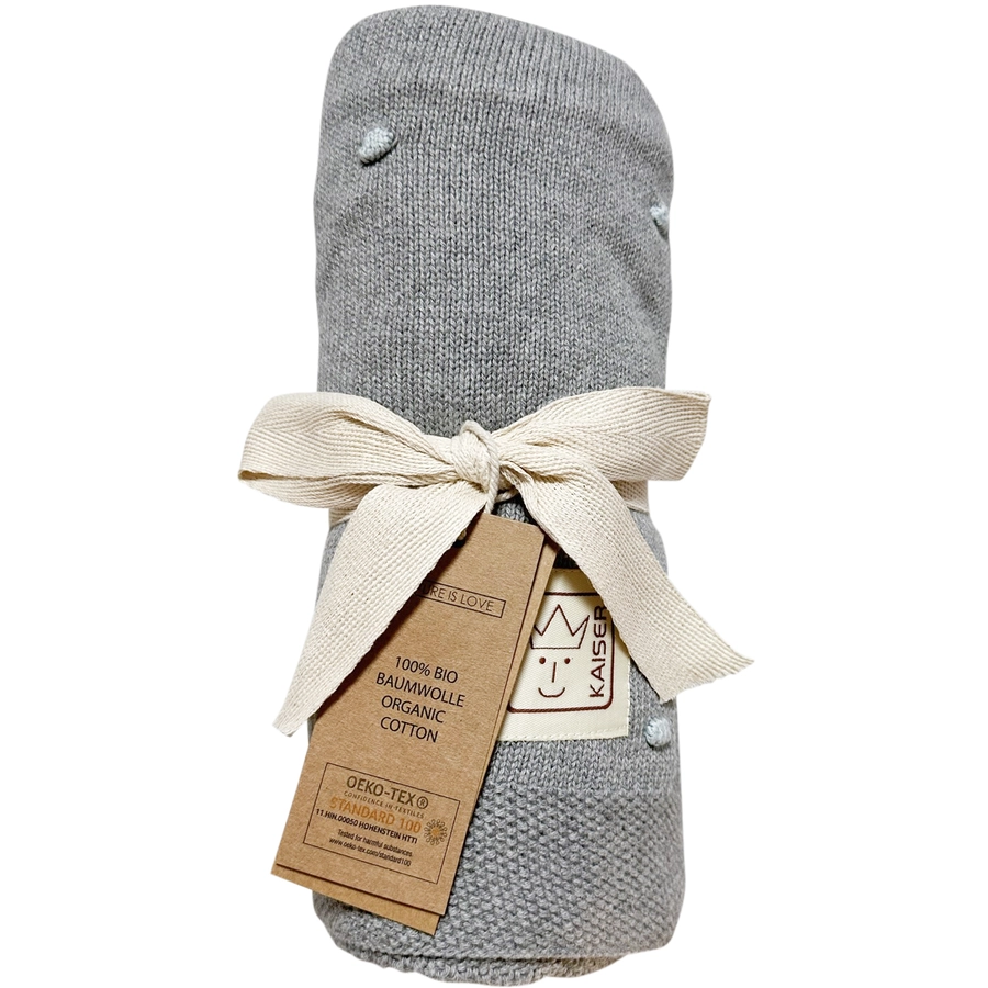 Kaiser Babydecke KNOTS organic cotton greyknots light blue