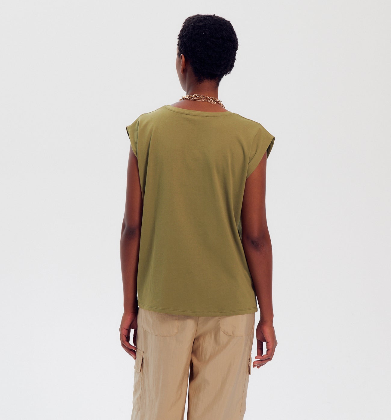 T-shirt col rond Femme - Imprimé kaki