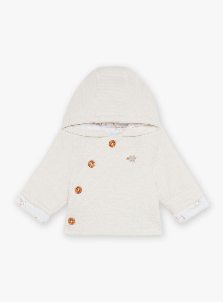 Veste de naissance à capuche en tubique écrue