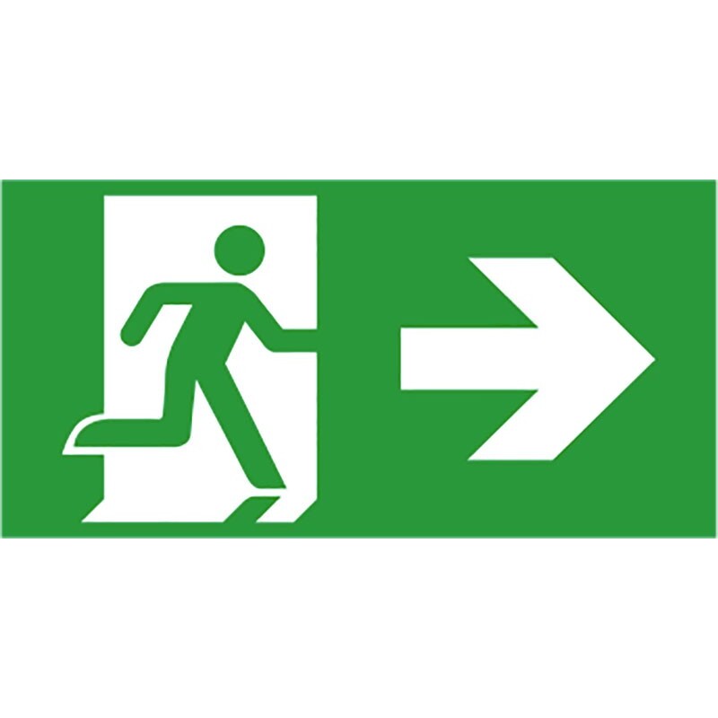 Etiquette de signalisation picto sortie de secours droite pour bloc autonome BAES