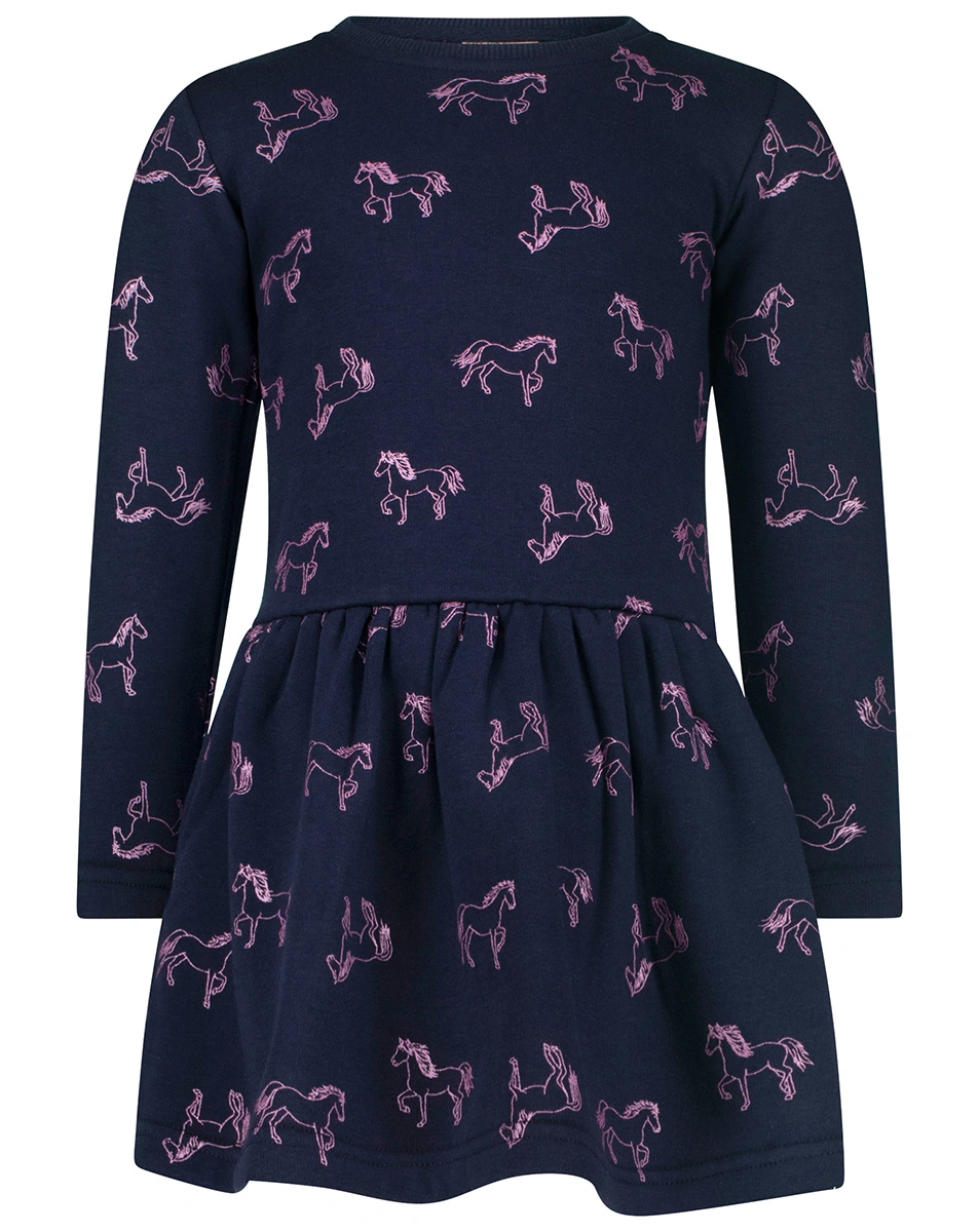 Langarmkleid THERMO - HORSES AOP in navy