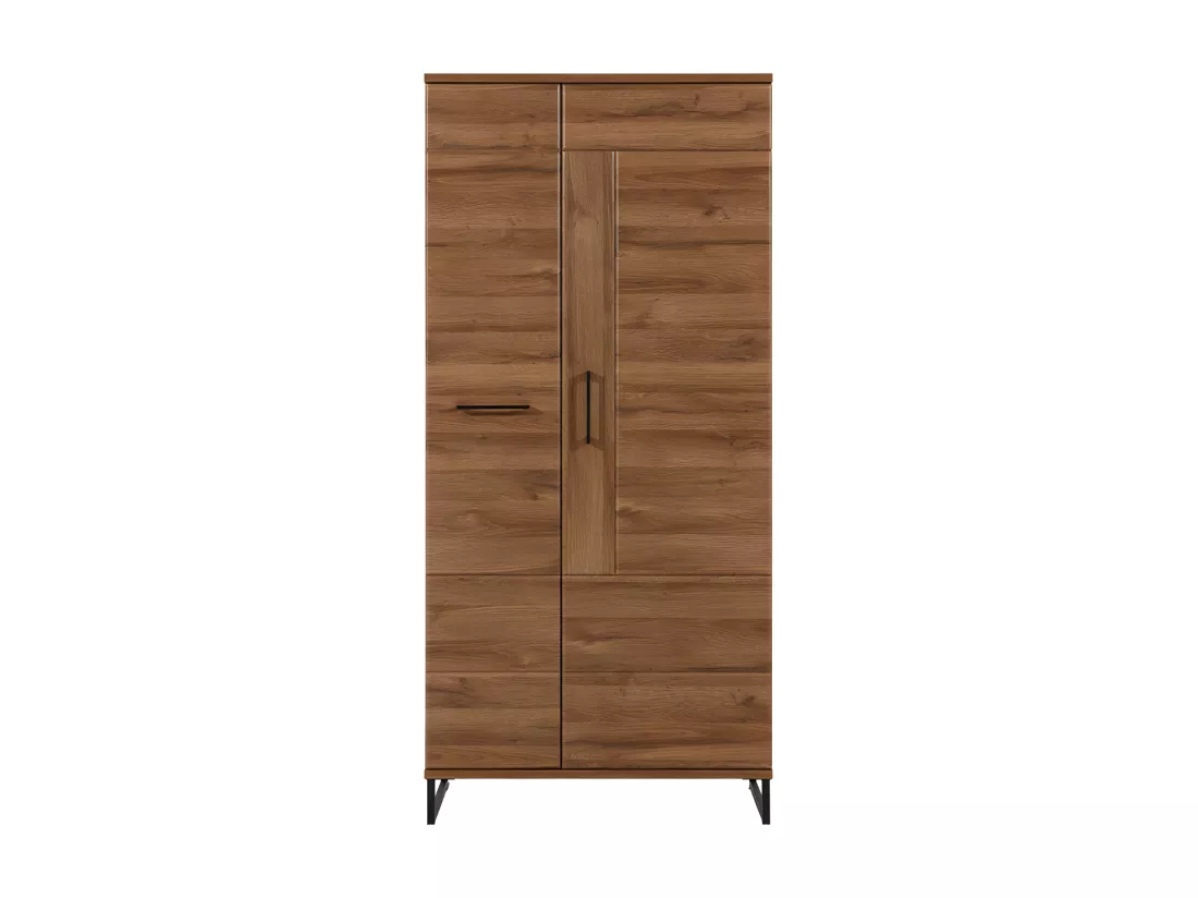 Armoire de salon 2 portes 90 cm Chêne foncé - VARSOVIE - L 90 x l 54 x H 194 cm