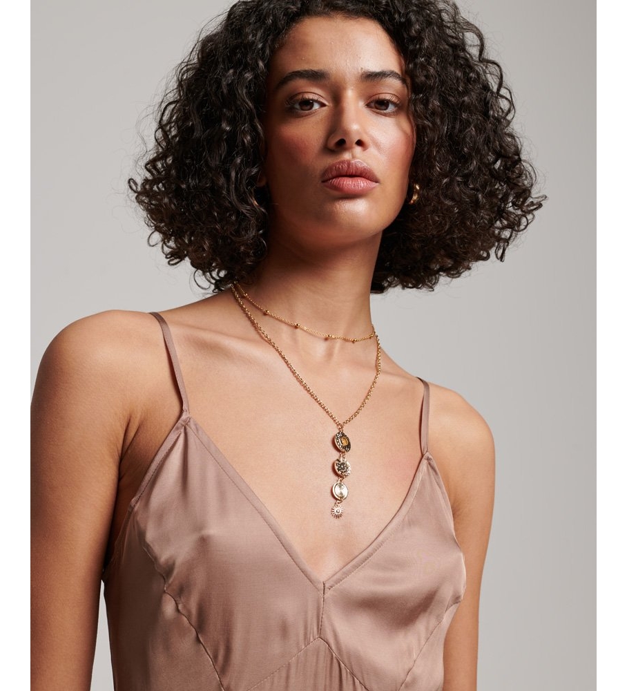 Vestido midi marrom acetinado com alças da Superdry