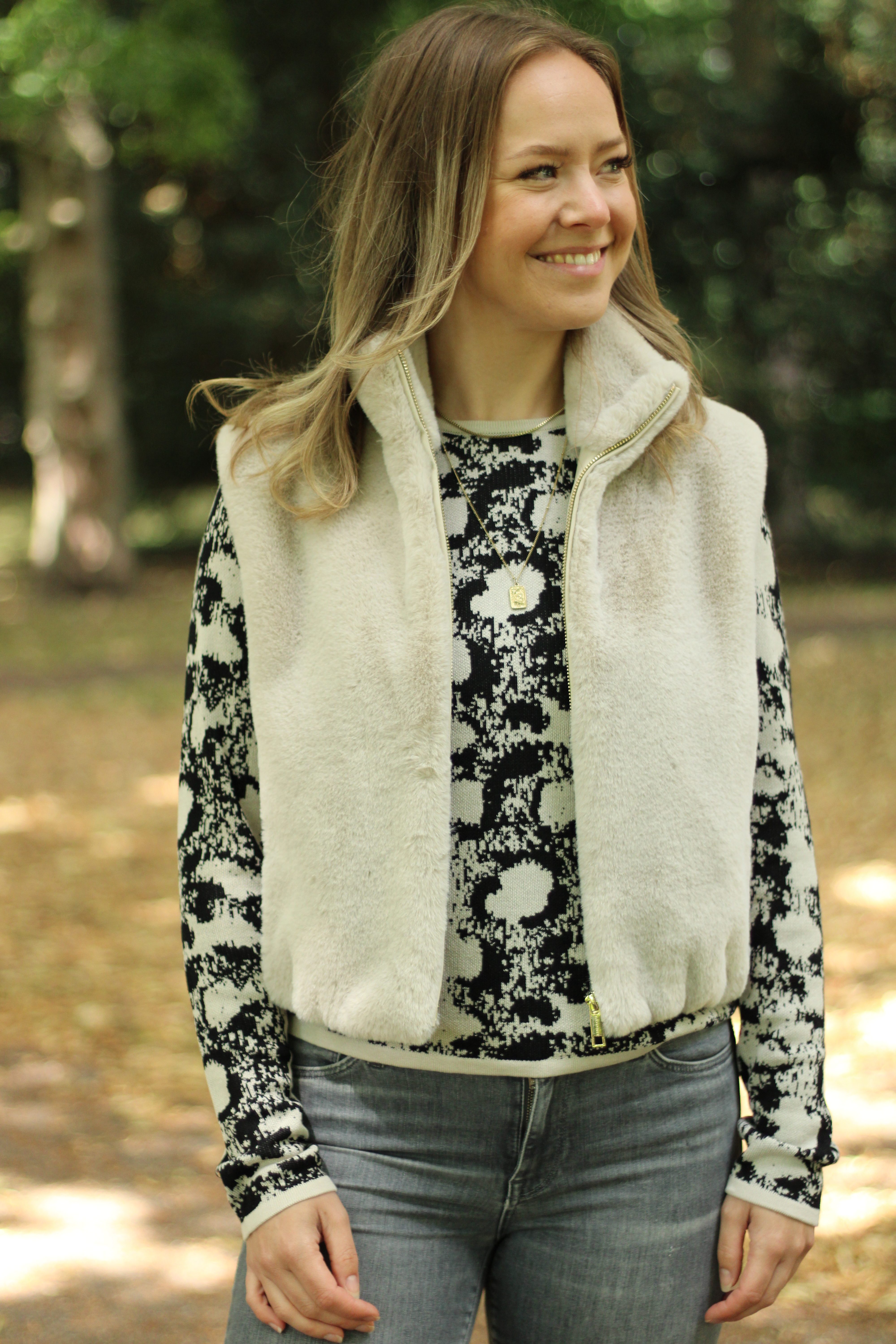 Rino & Pelle - Nikki Short Faux Fur Waistcoat - Birch