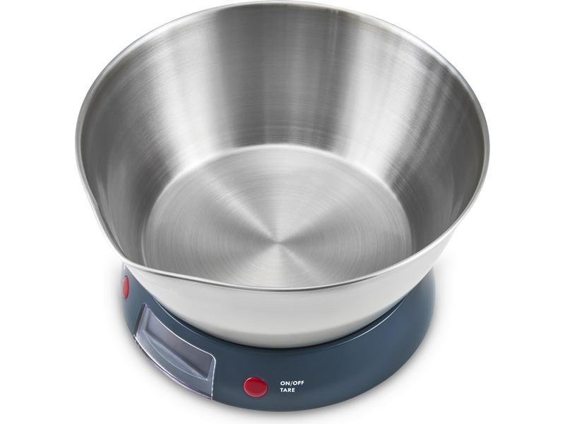 Zyliss Küchenwaage Blau/Silber Elektronische Küchenwaage mit 2 Liter Edelstahlschüssel