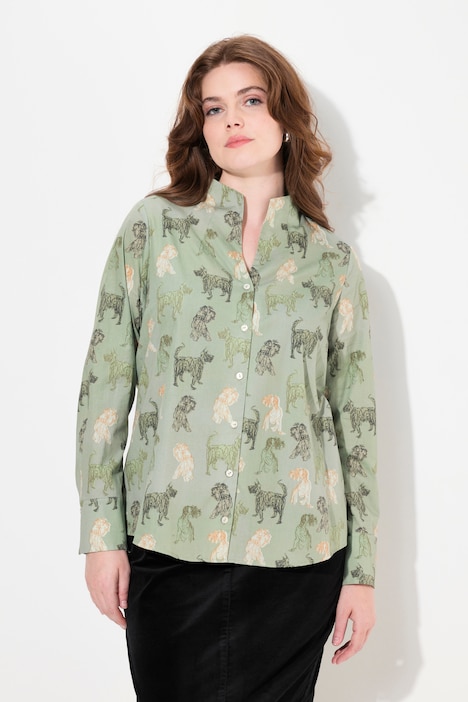 Bluse, Landhausdruck, Kelchkragen, Langarm