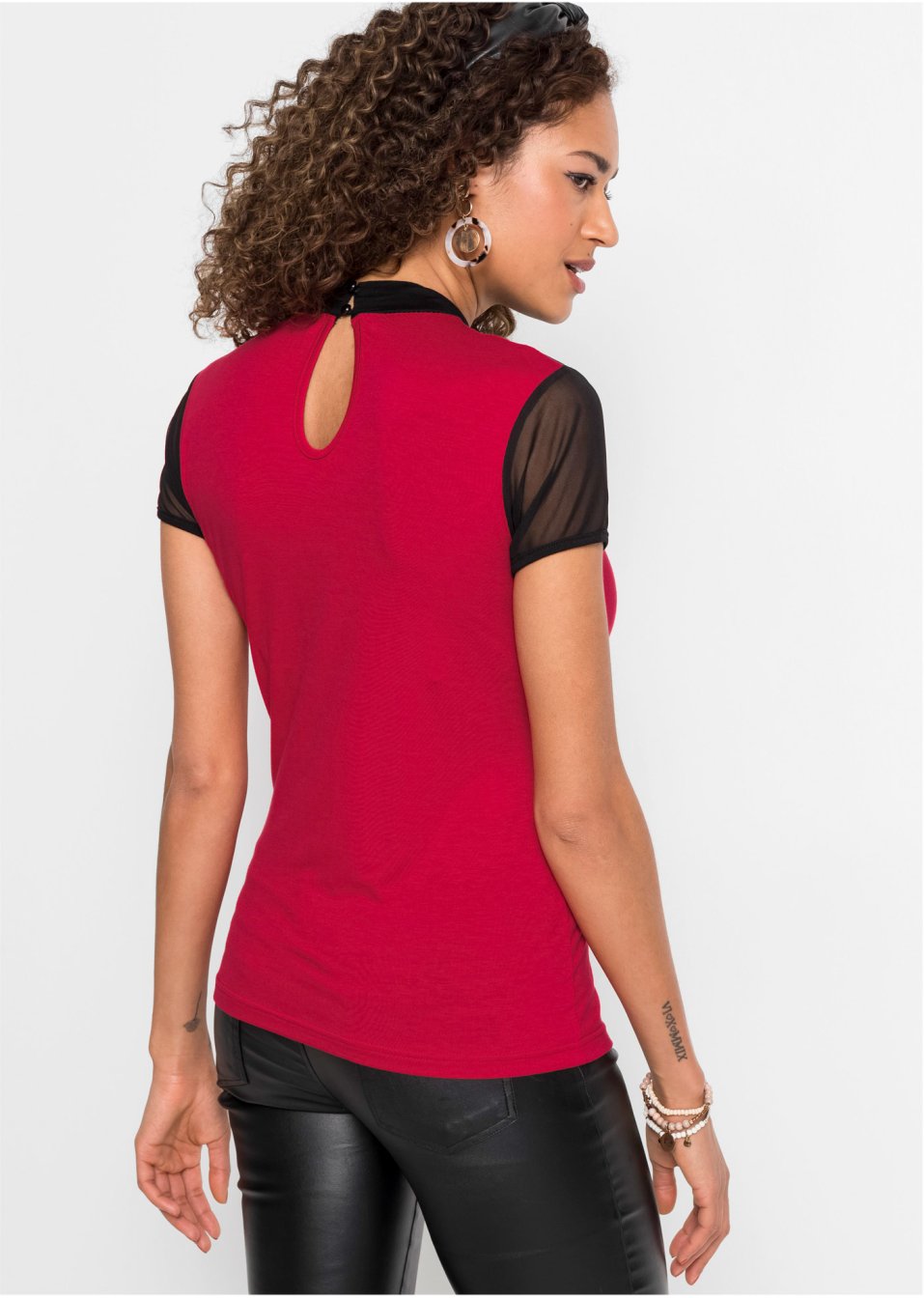T-shirt à dentelle, manches courtes