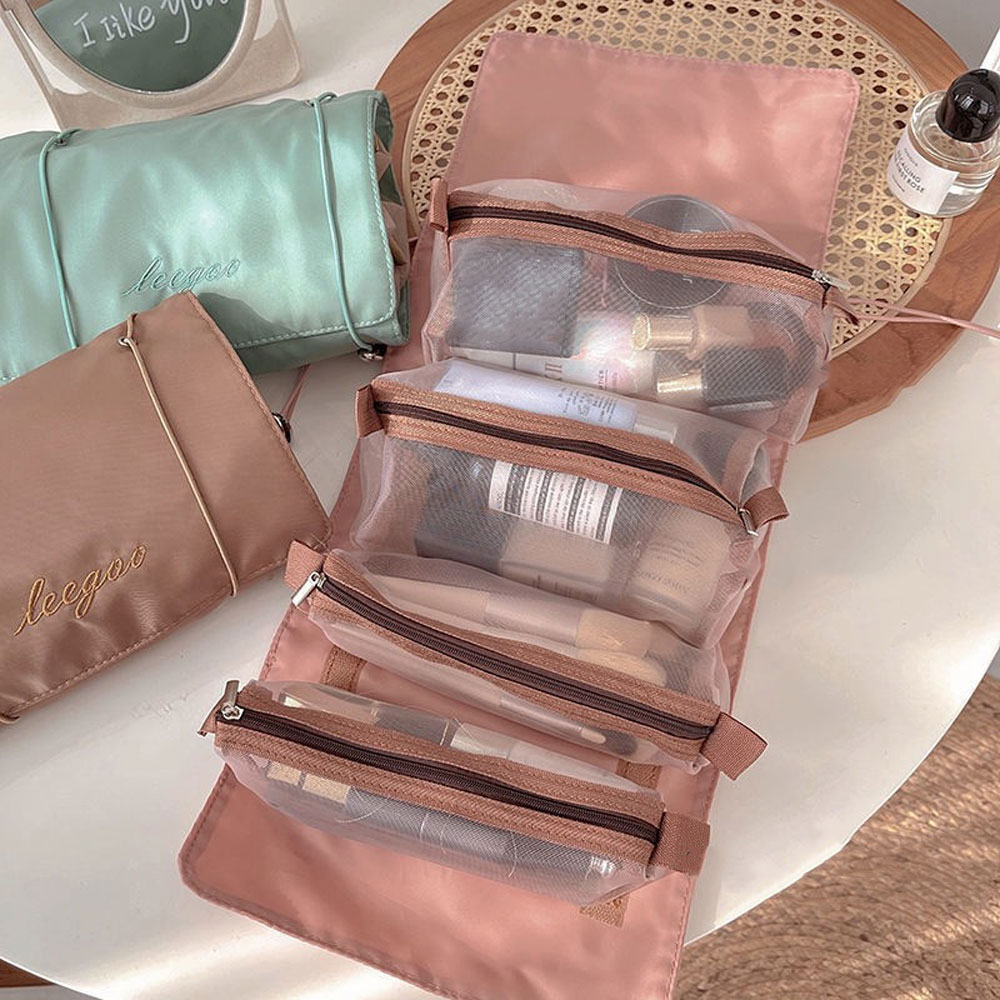 (5-tlg. Set) 54x23cm Verstellbare Kosmetik Tasche Necessaire Beauty Make Up Organizer Reisetasche - Grün