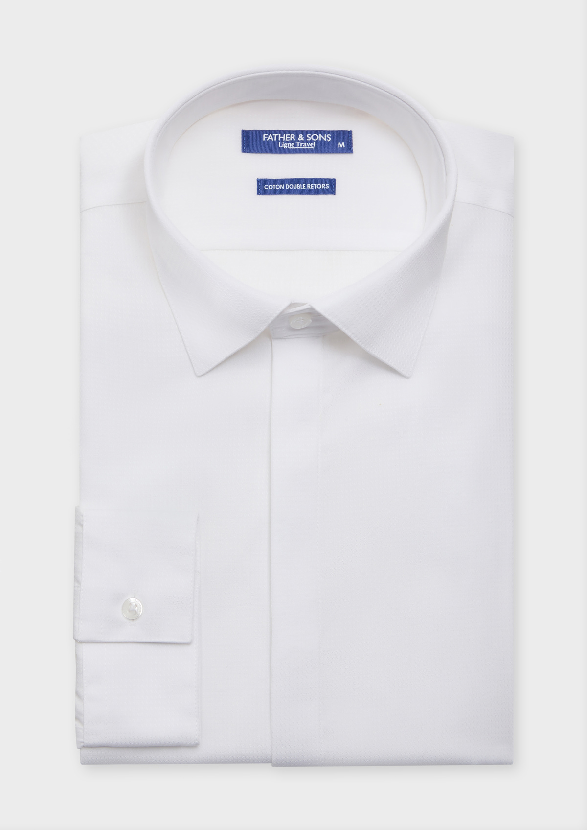 Chemise habillée non-iron Slim en coton façonné uni blanc