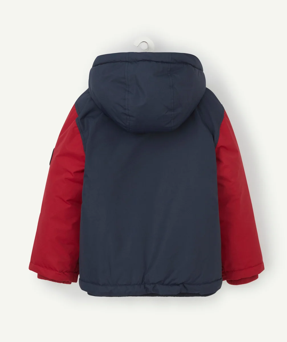 BLOUSE MARINE ET ROUGE GARÇON EN REMBOURRAGE RECYCLÉ
