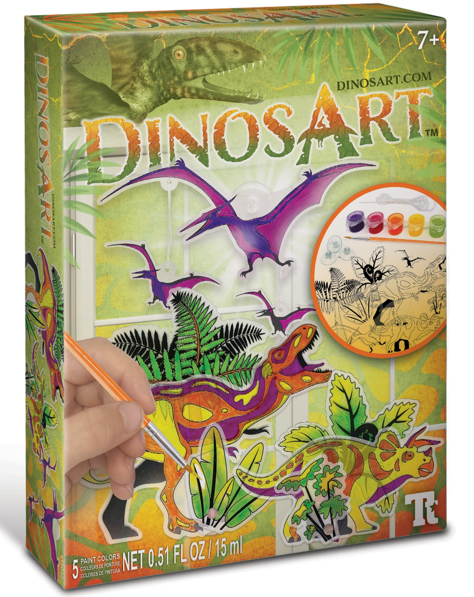 Fensterbilder-Malset DINOSART 19-teilig
