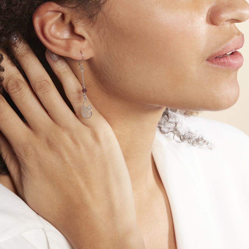 Boucles D'oreilles Pendantes Oumoul Argent Blanc Pierre De Synthese