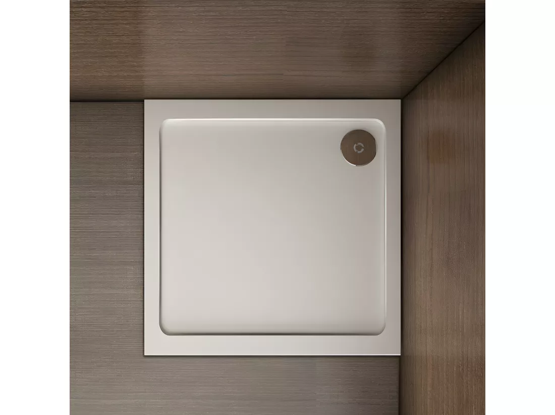 Receveur de douche blanc 80x80x3cm carré, Extra-plat, gel coat, bac à douche anti-dérapant Modèle Classique