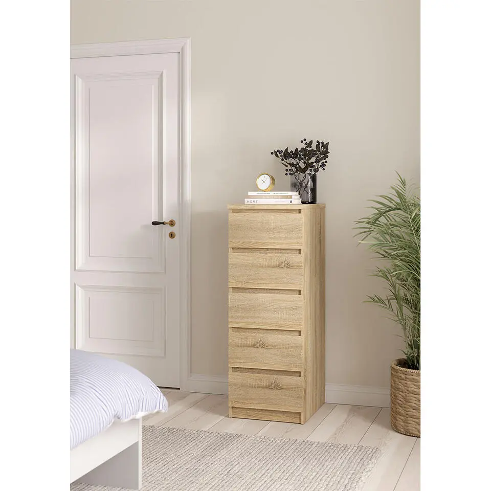 Hioshop Noulan commode 5 lades eiken decor