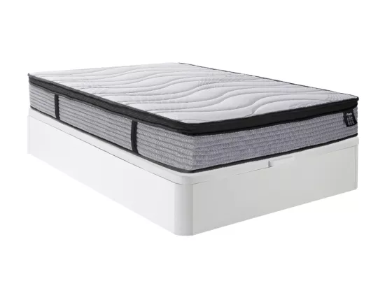 Ensemble 140 x 190 cm sommier coffre blanc + matelas ressorts ensachés et surmatelas intégré ép.25cm - ANYLA de YSMÉE