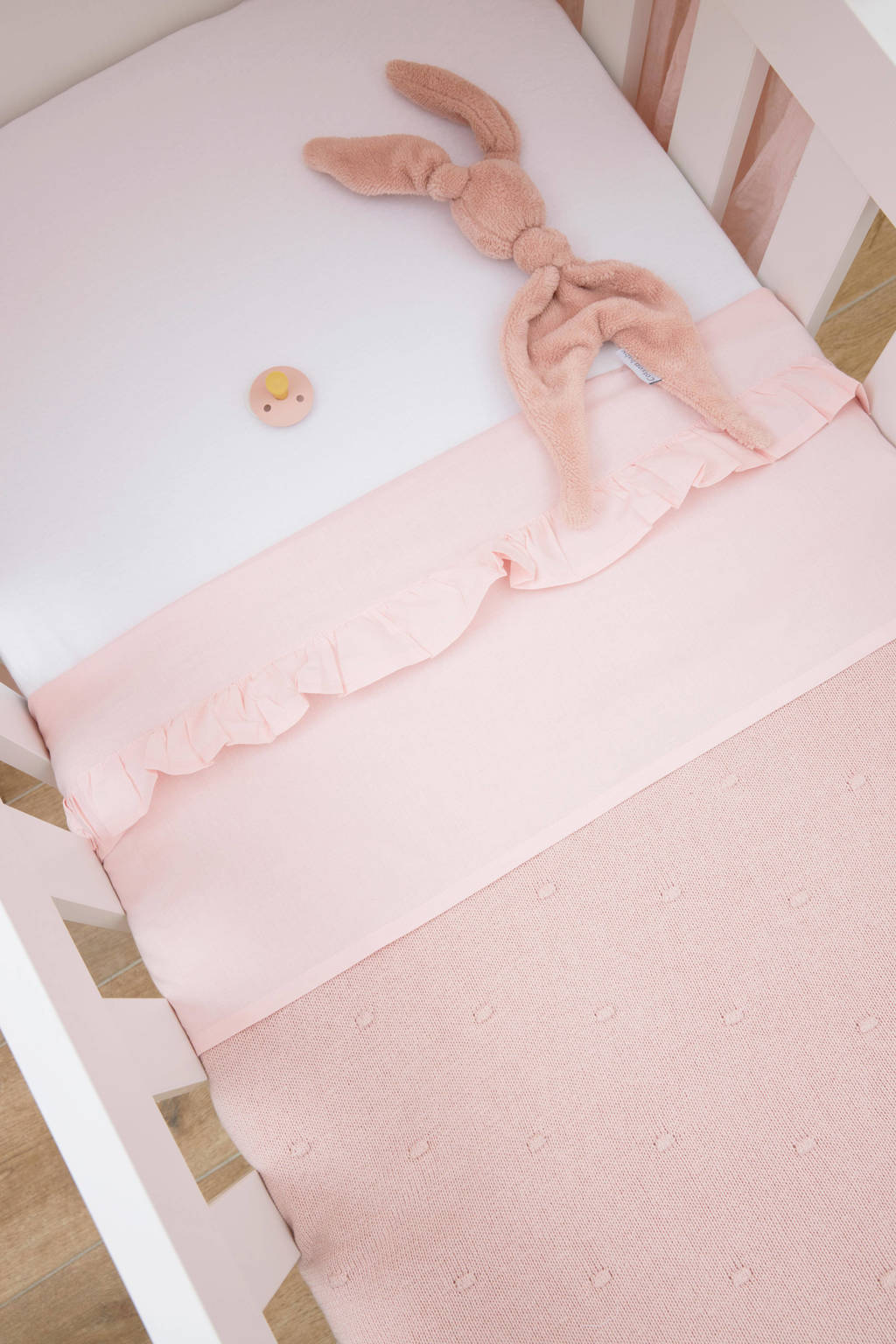 baby wieglaken Ruffle 75x100 Soft Pink