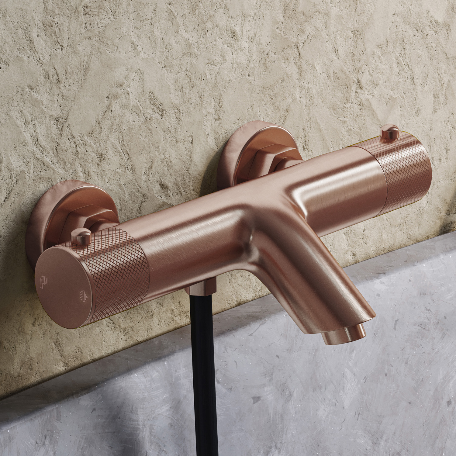 Saniclear Copper Curved Pro thermostatische opbouw badkraan met handdouche geborsteld koper