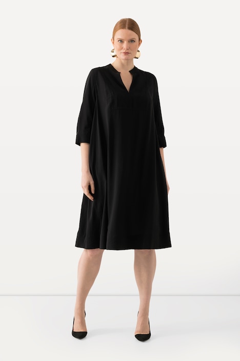 Midikleid, Struktur, A-Linie, Tunika-Ausschnitt, 3/4-Arm