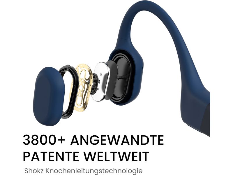 Shokz Bone Conduction Kopfhörer OpenRun USB-C Blau Knochenschall-Sport-Kopfhörer