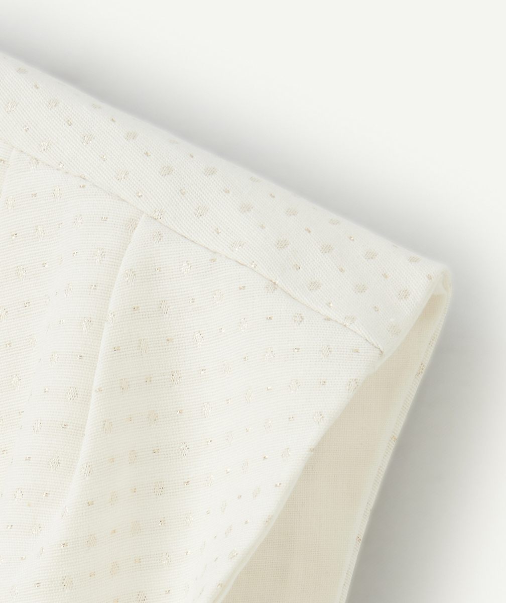 ROBE MANCHES COURTES FILLE ÉCRUE AVEC IMPRIMÉ LOSANGES PAILLETÉS