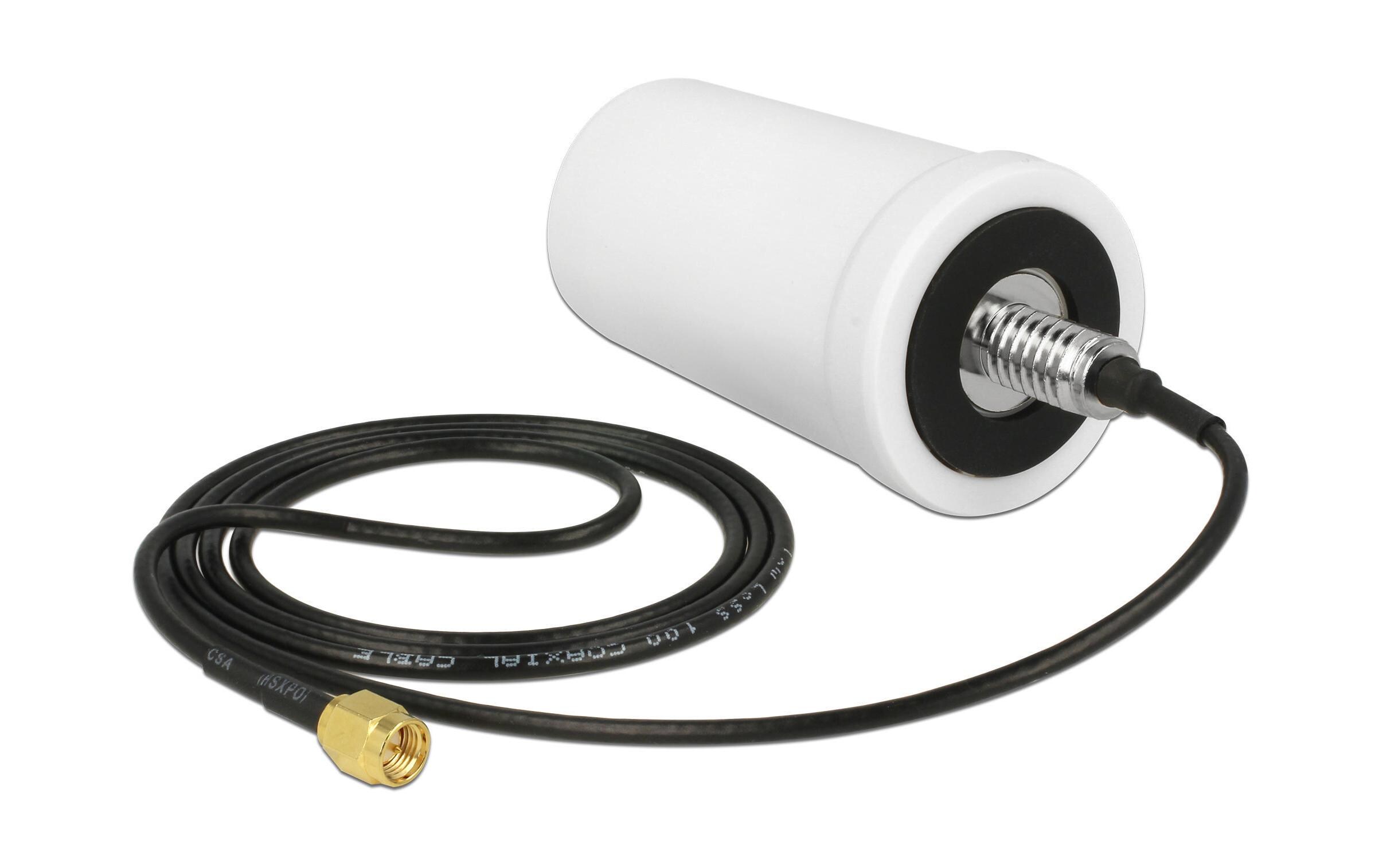 LTE-Antenne Outdoor, IP-67, SMA, SMA 2 dBi RundstrahlDelock LTE Antenne SMA Stecker 1.7 - 2.0 dBi ULA100 1 m omnidirektional starr outdoor weiss