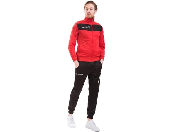 Givova Fotballtreningstreningssett joggebukser Givova Tuta Visa Triacetato rød og svart TR018 1210 XL