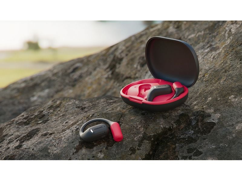Philips True Wireless Open-Ear TAA6709BK Rot; Schwarz True Wireless Open-Ear Sport-Kopfhörer