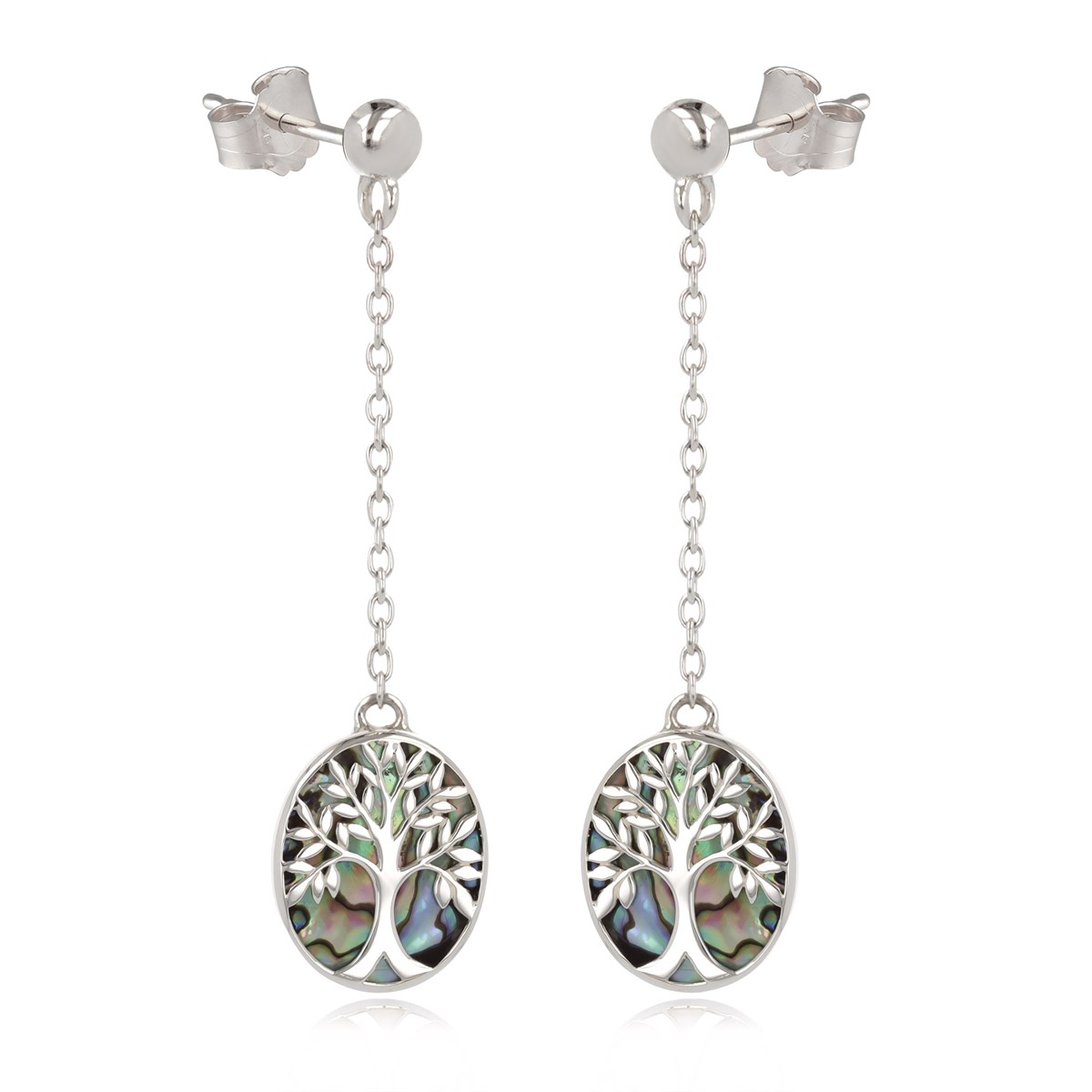 Boucles d'Oreille Arbre de Vie en Nacre Abalone et Argent 925 | Aden