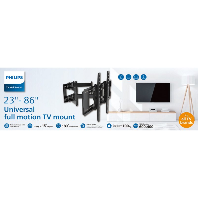 Philips Support mural articulé pour écrans plats de 23’’ à 80’’