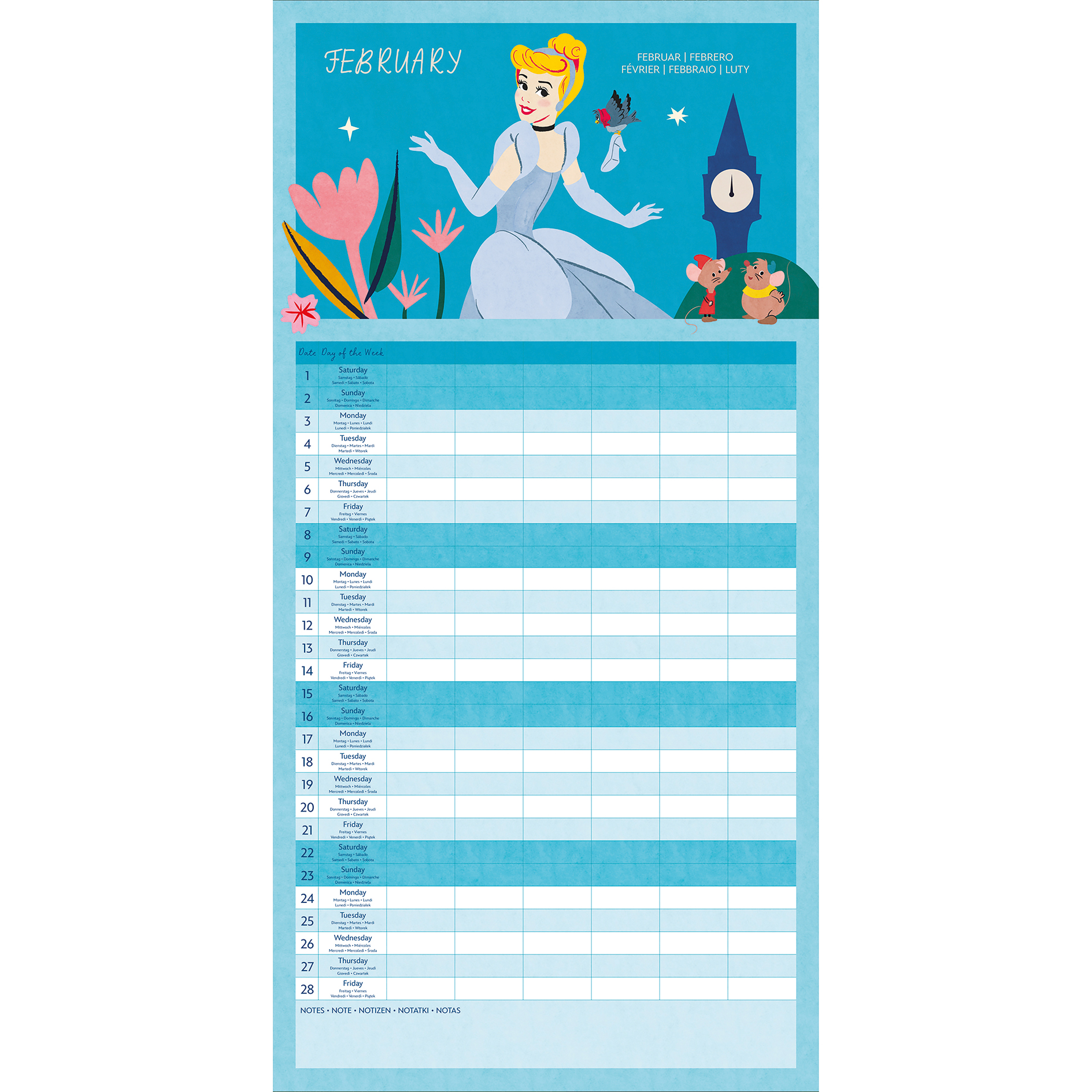 Familienplaner 2025 - mehrfarbig - Disney Princess - 30x30 cm