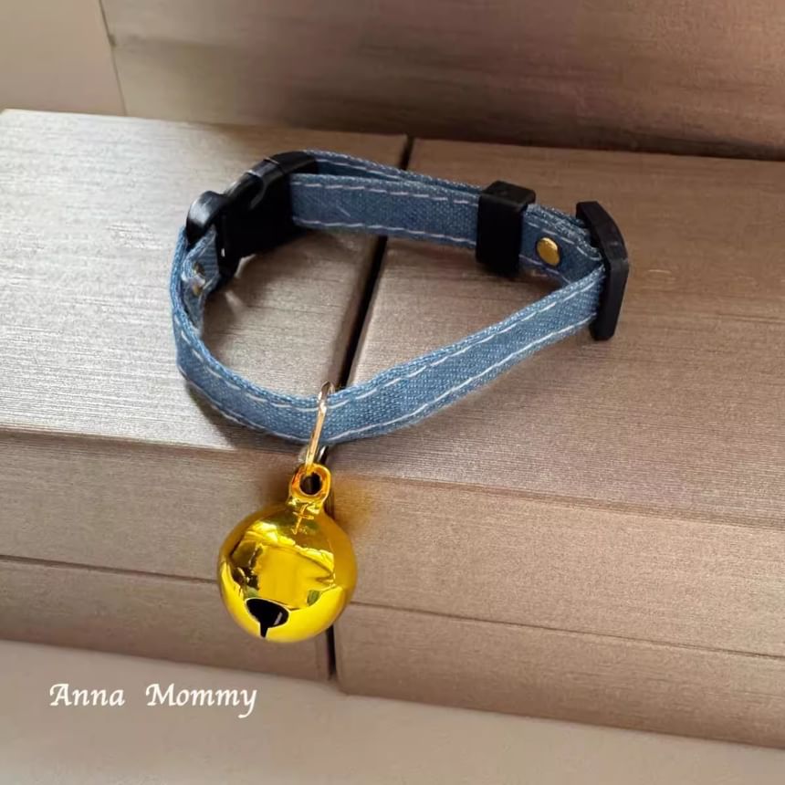 tanvtim - Bell Pendant Denim Pet Collar (Diverse ontwerpen)