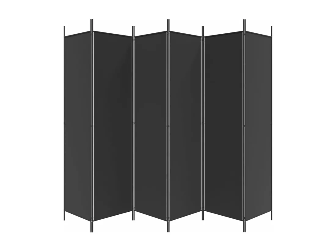 Cloison de séparation 6 panneaux Noir 300x200 cm Tissu