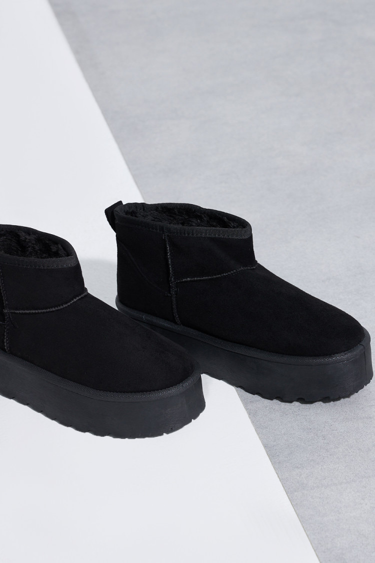 Bottine noire chausson en velours compensé montant