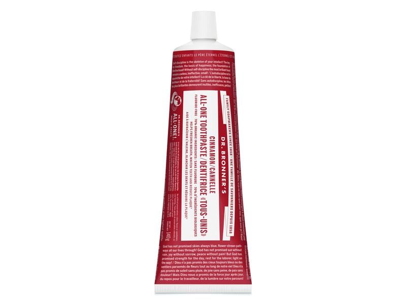 Dr.Bronner's Zahnpasta All-One Zimt 140 g Natürliche und fluorfreie Zahnpasta für strahlend weisse Zähne