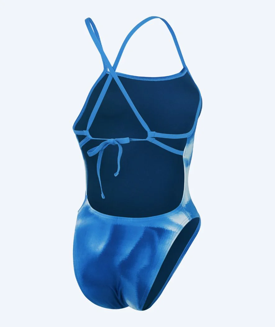 Speedo badedragt til damer - Allover Digital Tie Back - Blå/hvid
