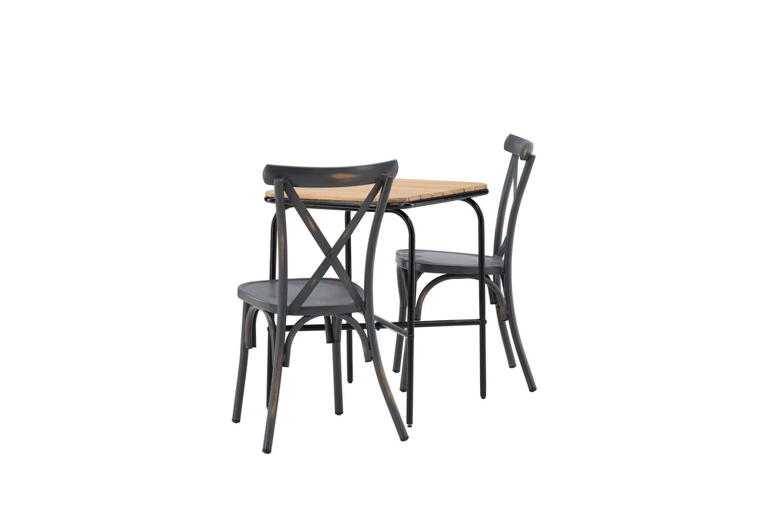 Holmbeck tuinset: tafel, 2 stoelen, naturel en donkergrijs. 88 x 70 x 74 cm