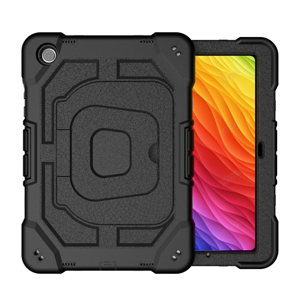 Samsung Galaxy Tab A11  Plus / A9  Plus Hybrid Outdoor Silikon Case Hülle mit Aufsteller - Schwarz