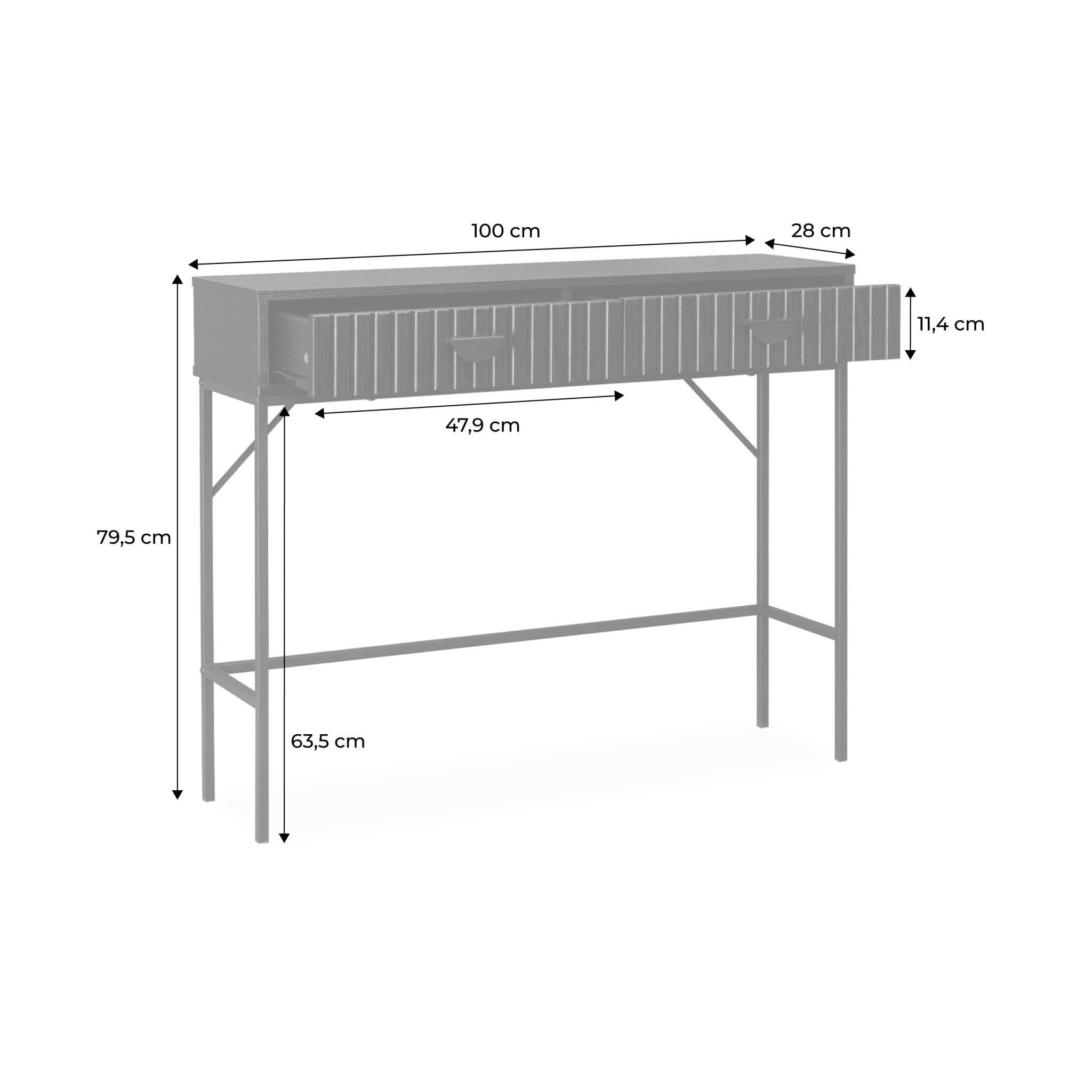 sweeek - Sidetable met 2 laden en zwart gegroefd houteffect