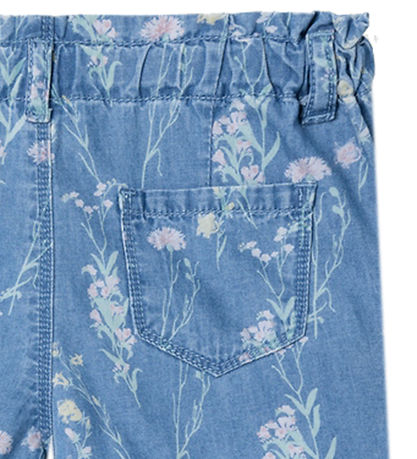 Name It Shorts - NmfBella - Medium+ Blue Denim m. Blumen