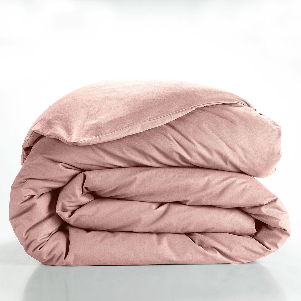 Housse de couette coton 57 fils rose 220x240cm