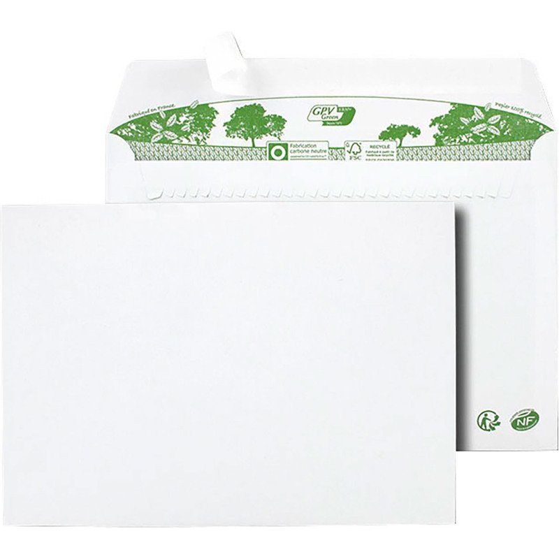 Enveloppe recyclée ERAPURE 162 x 229 mm 80 g sans fenêtre - Boîte de 200