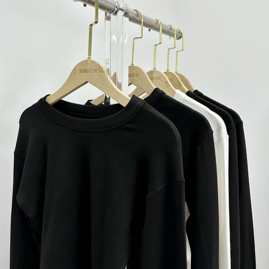 Hopsi - Lange mouwen mockneck / ronde hals effen cropped T-shirt