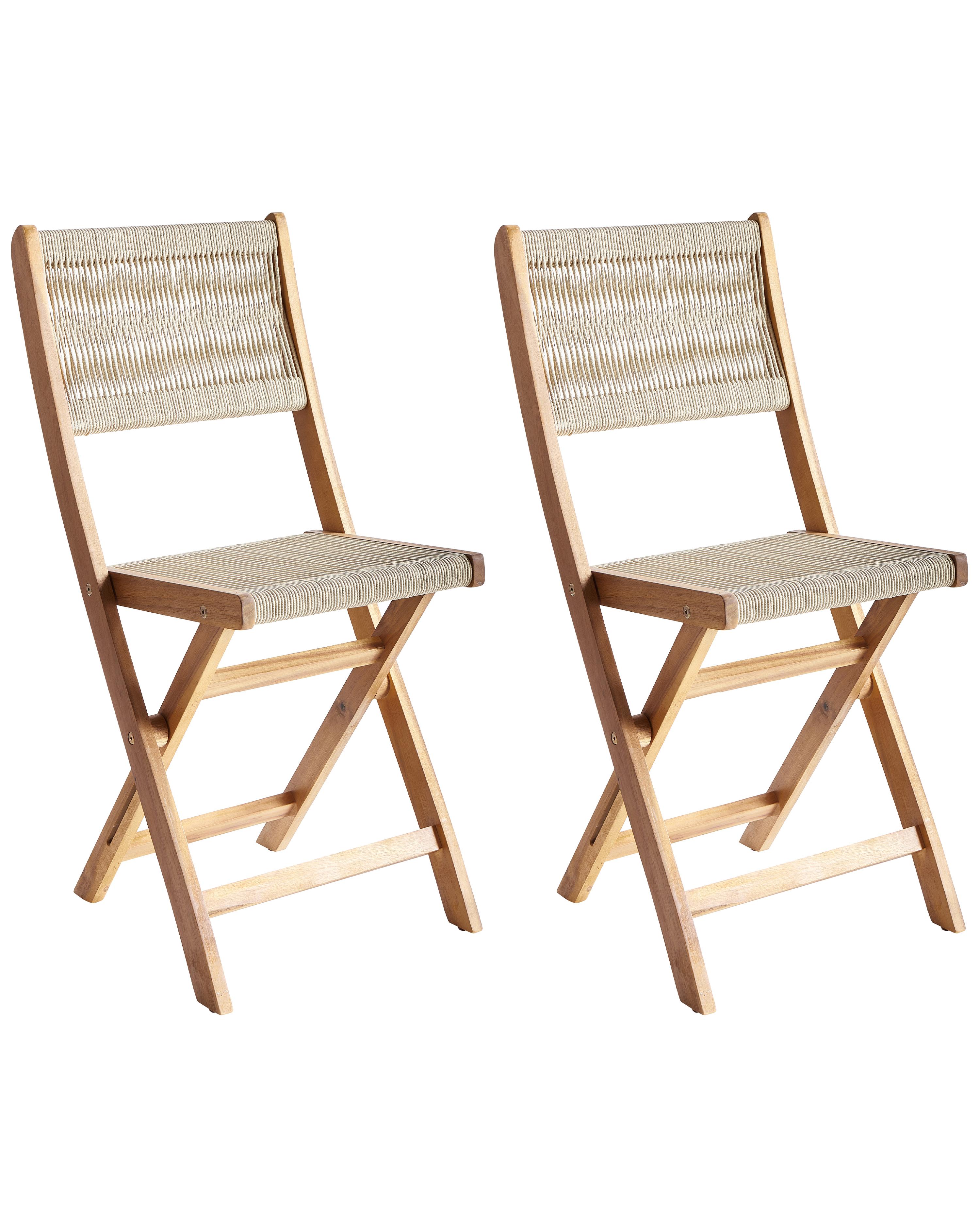 Set van 2 tuinstoelen PROSSEDI inklapbaar Acaciahout Beige